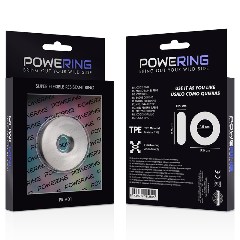 POWERING - ANEL PARA O PÊNIS SUPER FLEXÍVEL E RESISTENTE 3,5CM TRANSPARENTE - Sexshoptuga  Sexshoptuga 