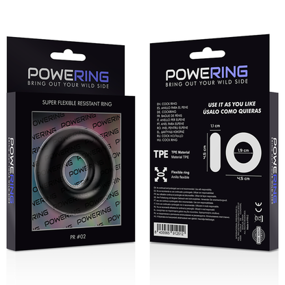 POWERING - ANEL PARA O PÉNIS SUPER FLEXÍVEL E RESISTENTE 4,5 CM PRETO - Sexshoptuga 