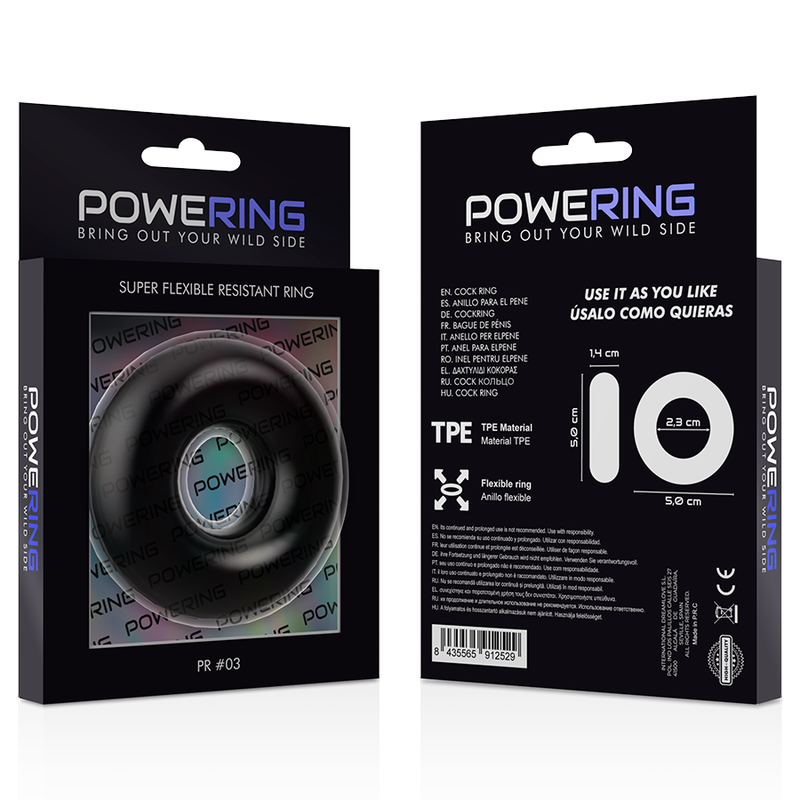 POWERING - ANEL PARA O PÉNIS SUPER FLEXÍVEL E RESISTENTE 5CM PR03 PRETO - Sexshoptuga  Sexshoptuga 