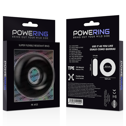 POWERING - ANEL PARA O PÉNIS SUPER FLEXÍVEL E RESISTENTE 5CM PR03 PRETO - Sexshoptuga 