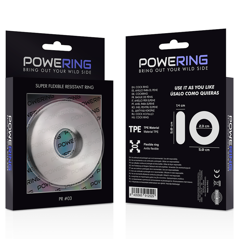 POWERING - ANEL PARA PÉNIS SUPER FLEXÍVEL E RESISTENTE 5CM PR03 TRANSPARENTE - Sexshoptuga  Sexshoptuga 