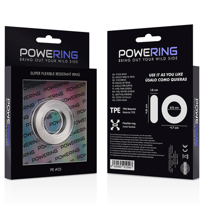 POWERING - ANEL PARA PÊNIS SUPER FLEXÍVEL E RESISTENTE 4,8CM PR05 TRANSPARENTE - Sexshoptuga 