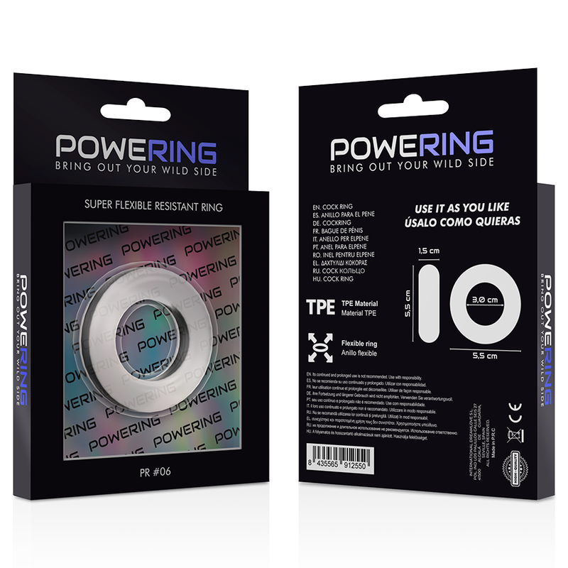 POWERING - ANEL PARA PÊNIS SUPER FLEXÍVEL E RESISTENTE 5,5CM PR06 TRANSPARENTE - Sexshoptuga  Sexshoptuga 