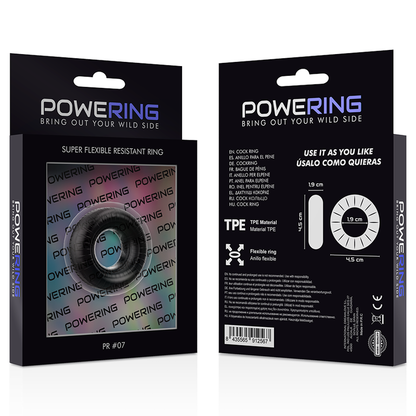 POWERING - ANEL PARA PÊNIS SUPER FLEXÍVEL E RESISTENTE 4,5CM PR07 PRETO - Sexshoptuga 