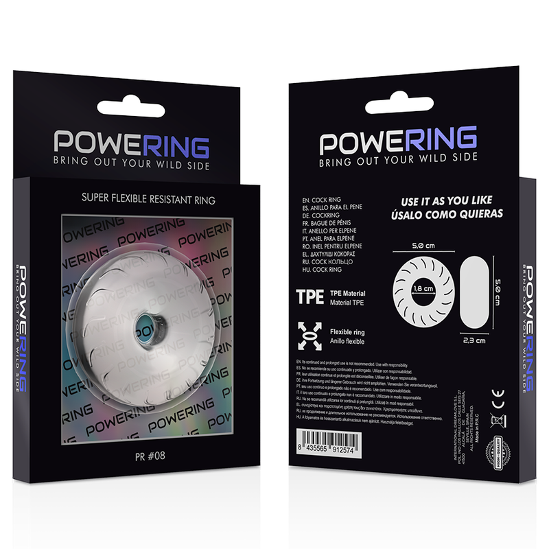 POWERING - ANEL PARA O PÉNIS SUPER FLEXÍVEL E RESISTENTE 5CM PR08 TRANSPARENTE - Sexshoptuga 