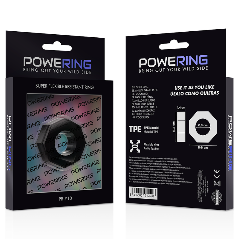 POWERING - ANEL PARA O PÉNIS SUPER FLEXÍVEL E RESISTENTE 5CM PR10 PRETO - Sexshoptuga  Sexshoptuga 