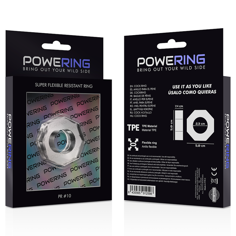 POWERING - ANEL PARA PÉNIS SUPER FLEXÍVEL E RESISTENTE 5CM PR10 TRANSPARENTE - Sexshoptuga  Sexshoptuga 