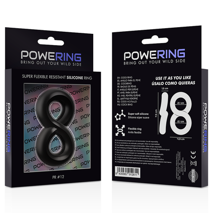 POWERING - ANEL PARA PÉNIS E TESTÍCULOS SUPER FLEXÍVEL E RESISTENTE PR12 PRETO - Sexshoptuga 