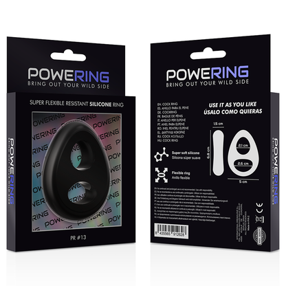 POWERING - ANEL PARA PÉNIS E TESTÍCULOS SUPER FLEXÍVEL E RESISTENTE PR13 PRETO - Sexshoptuga 