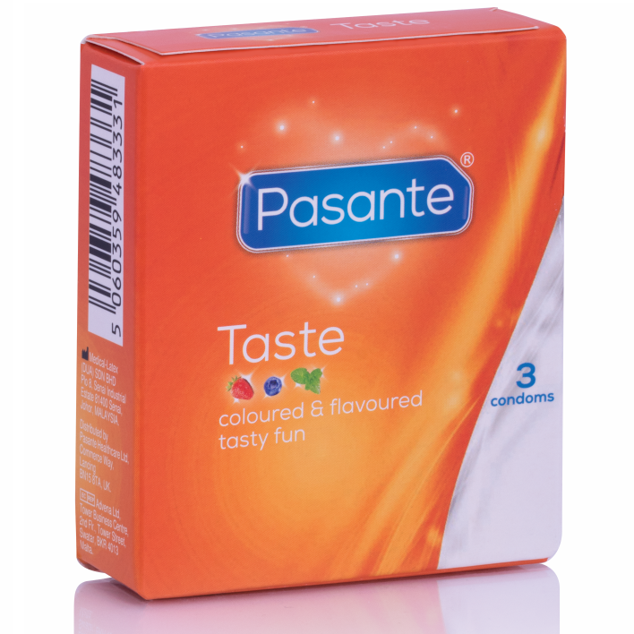 PASANTE - DE PRESERVATIVOS SABORES 3 UNIDADES - Sexshoptuga  Sexshoptuga 