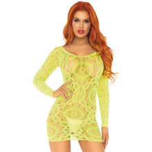 LEG AVENUE - MINI VESTIDO DE RENDA DE CROCHÊ DE MANGA COMPRIDA NEON TAMANHO ÚNICO - Sexshoptuga  Sexshoptuga 