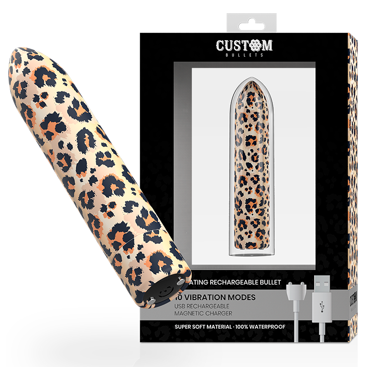 CUSTOM BULLETS - BALAS PERSONALIZADAS BALAS RECARREGÁVEIS LEOPARDO 10 INTENSIDADES - Sexshoptuga  Sexshoptuga 