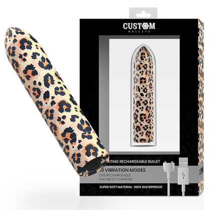 CUSTOM BULLETS - BALAS PERSONALIZADAS BALAS RECARREGÁVEIS LEOPARDO 10 INTENSIDADES - Sexshoptuga 