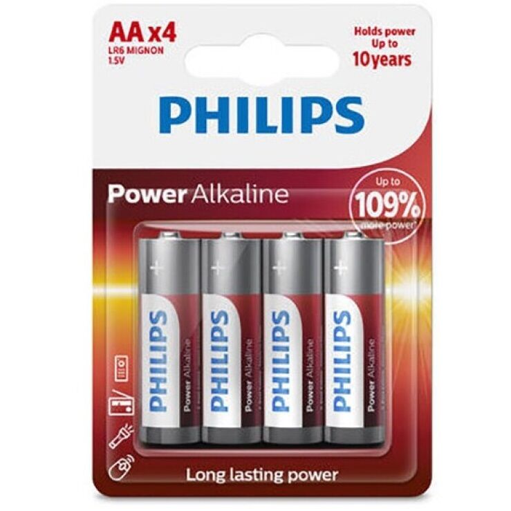 PHILIPS - BATERIA ALCALINA DA PHILIPS POWER AA LR6 * 4 - Sexshoptuga  Sexshoptuga 