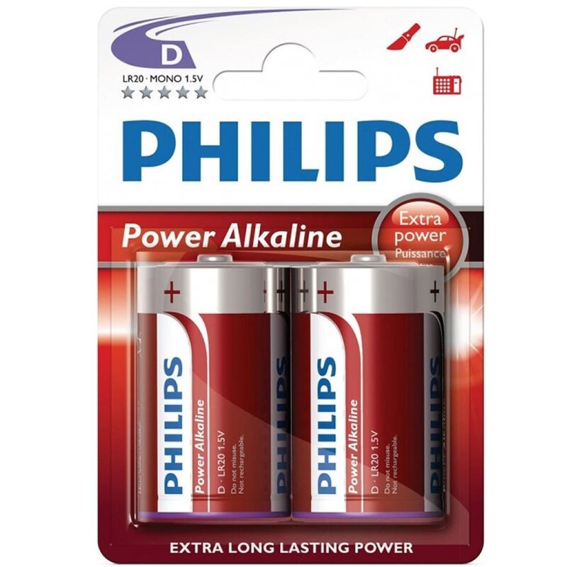 PHILIPS - POWER ALKALINE PILA D LR20 BLISTER * 2 - Sexshoptuga  Sexshoptuga 