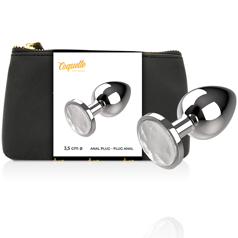 COQUETTE CHIC DESIRE - PLUGUE ANAL METAL COR CLARO TAMANHO M 3.5 X 8 CM - Sexshoptuga  Sexshoptuga 