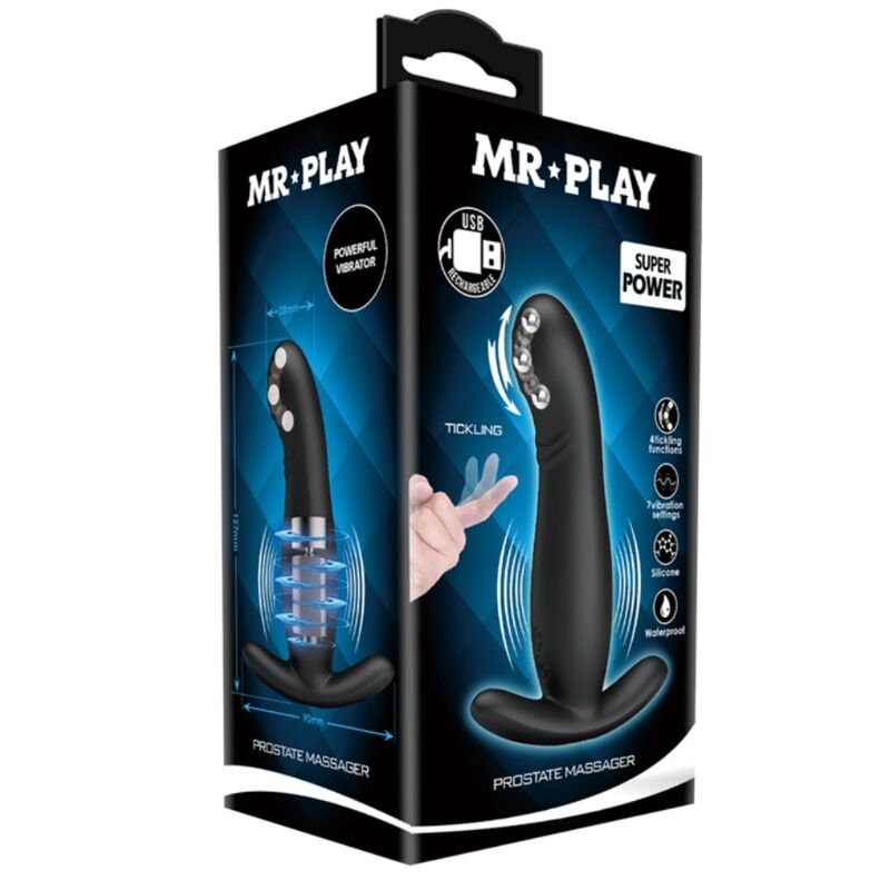 MR PLAY - MASSAGEADOR DE PRÓSTATA PRETO RECARREGVEL - Sexshoptuga  Sexshoptuga 