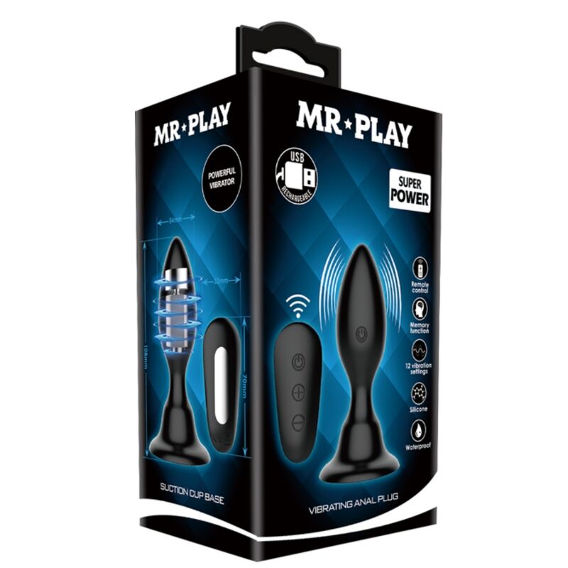 MR PLAY - PLUG ANAL COM CONTROLE REMOTO VIBRAO PRETO - Sexshoptuga  Sexshoptuga 