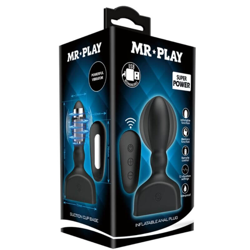 MR PLAY - CONTROLE REMOTO DE PLUG ANAL INFLVEL PRETO - Sexshoptuga  Sexshoptuga 