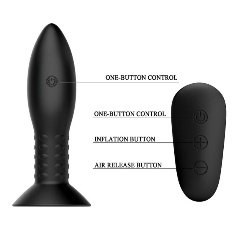 MR PLAY - PLUG COM CONTROLE REMOTO DE BOLAS ROTATIVAS PRETAS - Sexshoptuga  Sexshoptuga 