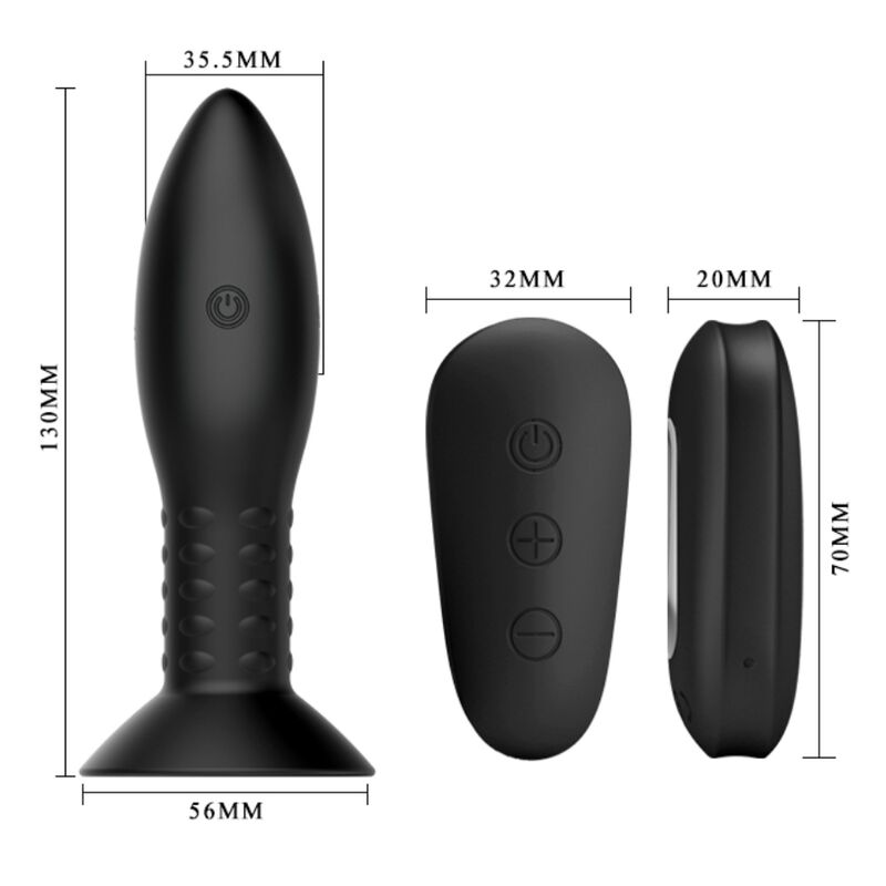 MR PLAY - PLUG COM CONTROLE REMOTO DE BOLAS ROTATIVAS PRETAS - Sexshoptuga  Sexshoptuga 