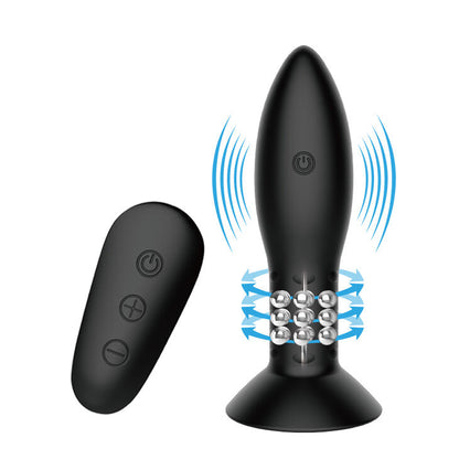 MR PLAY - PLUG COM CONTROLE REMOTO DE BOLAS ROTATIVAS PRETAS - Sexshoptuga 