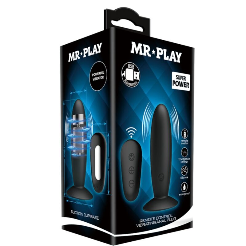 MR PLAY - PLUG ANAL COM CONTROLE REMOTO VIBRAO PRETO - Sexshoptuga  Sexshoptuga 