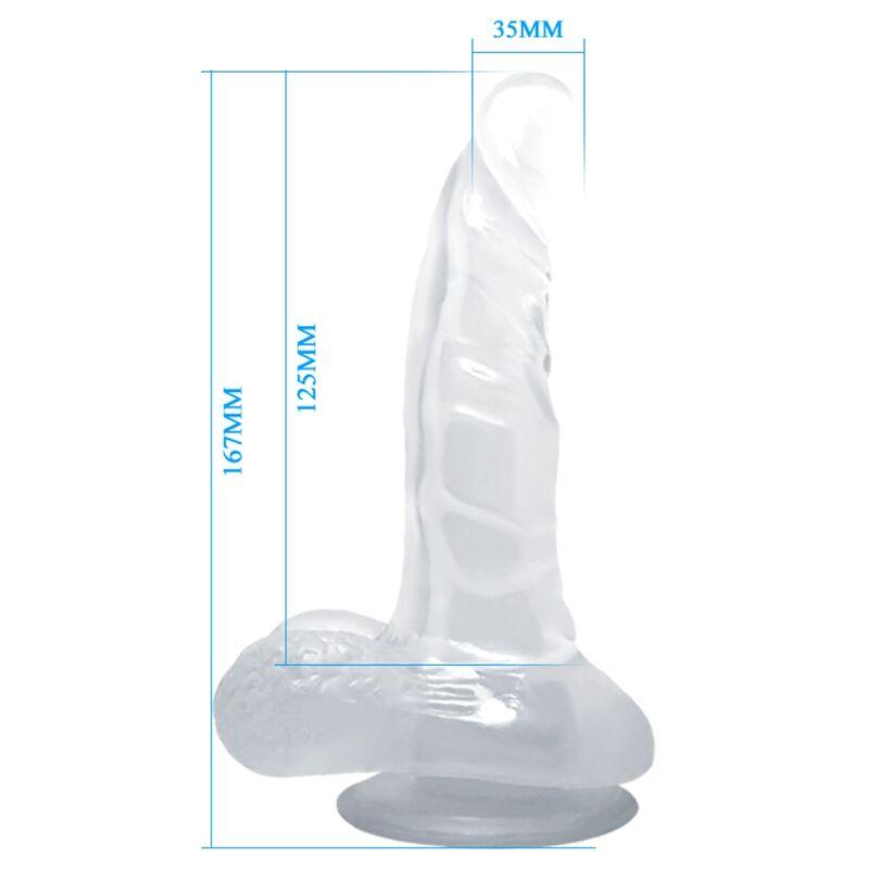 BAILE - DILDO REALÍSTICO COM VENTOSA E TESTÍCULOS 16.7 CM TRANSPARENTE - Sexshoptuga 