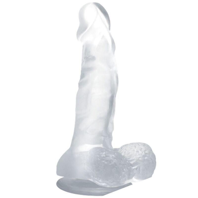 BAILE - DILDO REALÍSTICO COM VENTOSA E TESTÍCULOS 16.7 CM TRANSPARENTE - Sexshoptuga 