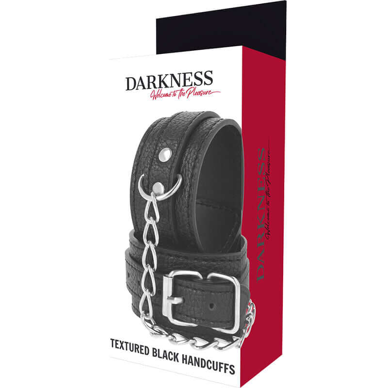 DARKNESS - ALGEMAS DE COURO TEXTURADO PRETO - Sexshoptuga  Sexshoptuga 