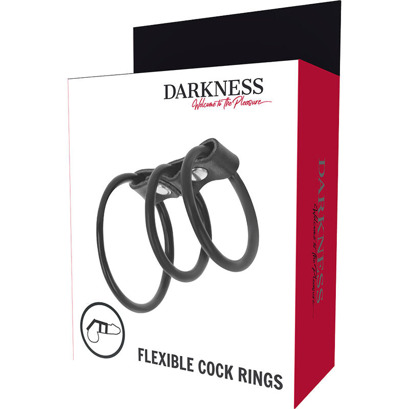 DARKNESS - CONJUNTO DE 3 ANÉIS PARA O PÉNIS FLEXÍVEIS - Sexshoptuga  Sexshoptuga 