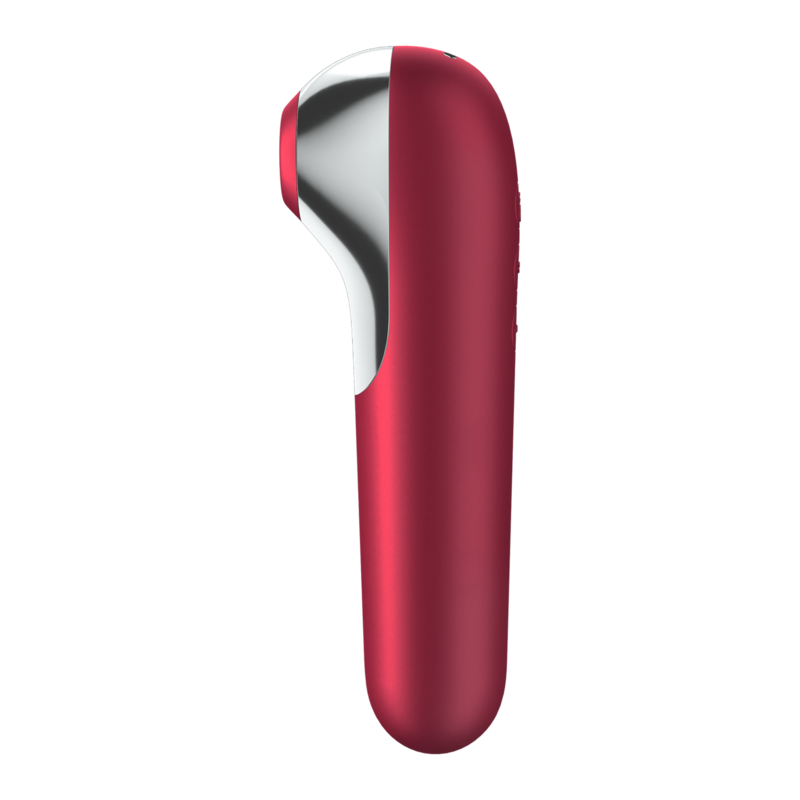 SATISFYER - VIBRADOR E SUCCIONADOR DUAL LOVE COM AR PULSADO VERMELHO - Sexshoptuga 