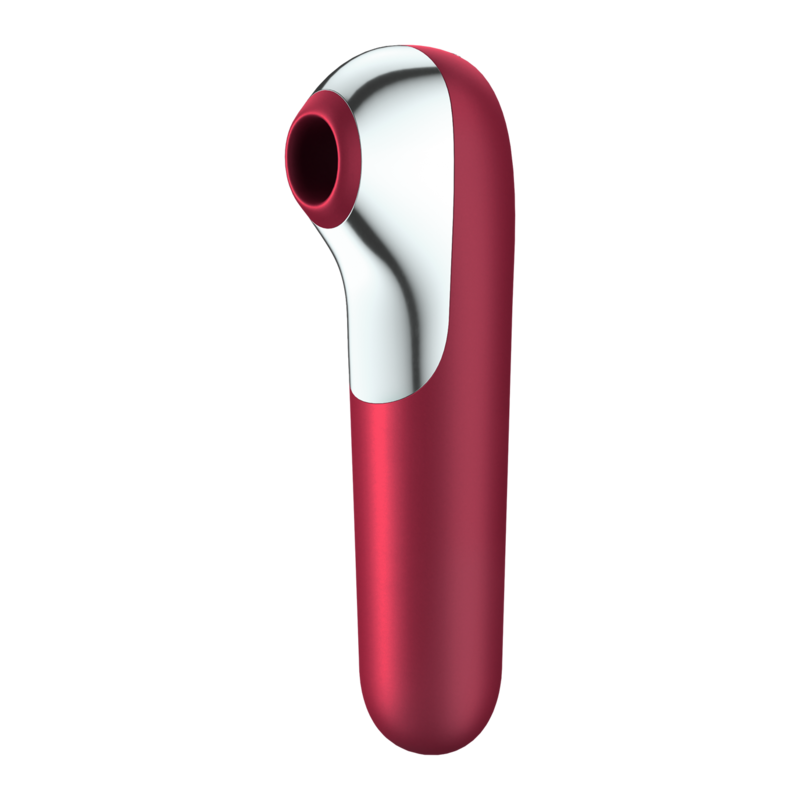 SATISFYER - VIBRADOR E SUCCIONADOR DUAL LOVE COM AR PULSADO VERMELHO - Sexshoptuga  Sexshoptuga 