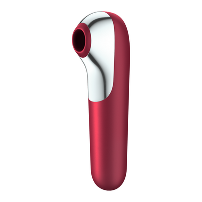 SATISFYER - VIBRADOR E SUCCIONADOR DUAL LOVE COM AR PULSADO VERMELHO - Sexshoptuga 