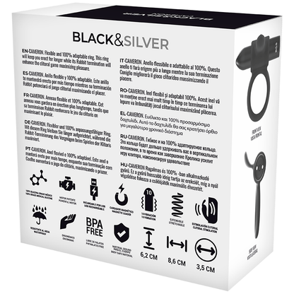 BLACK&SILVER - ANEL RECARREGÁVEL CAMERON PRETO - Sexshoptuga 