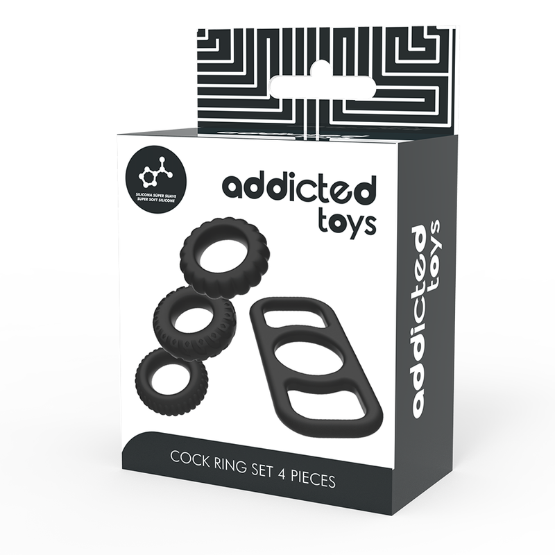 ADDICTED TOYS - CONJUNTO DE ANÉIS DE GALO 4 PEAS - Sexshoptuga  Sexshoptuga 