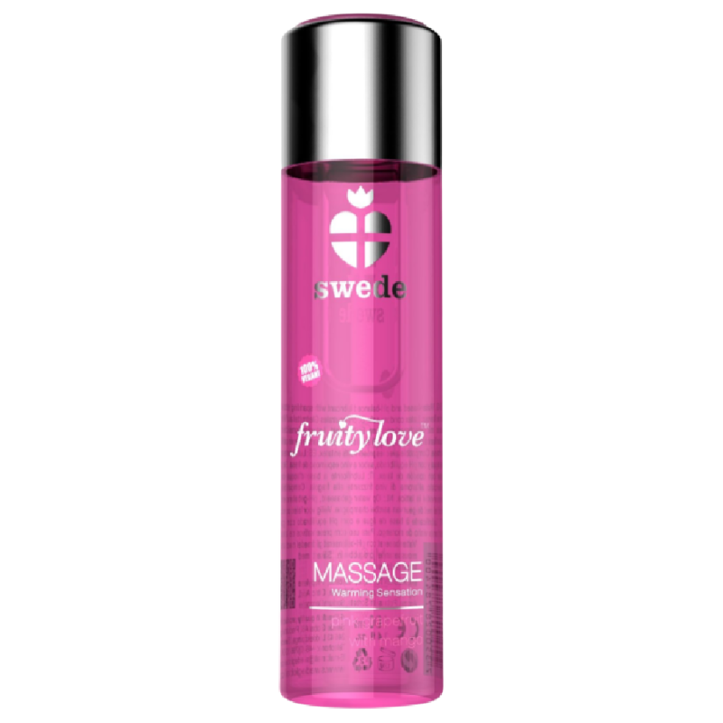 SWEDE - FRUITY LOVE EFEITO DE AQUECIMENTO ÓLEO DE MASSAGEM ROSA FRAMBOESA E RUIBARBO 120 ML - Sexshoptuga  Sexshoptuga 