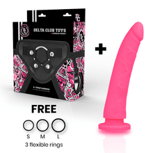 DELTA CLUB - ARREIO DE BRINQUEDOS + DONG ROSA SILICONE 17 CM -O- 3 CM - Sexshoptuga  Sexshoptuga 