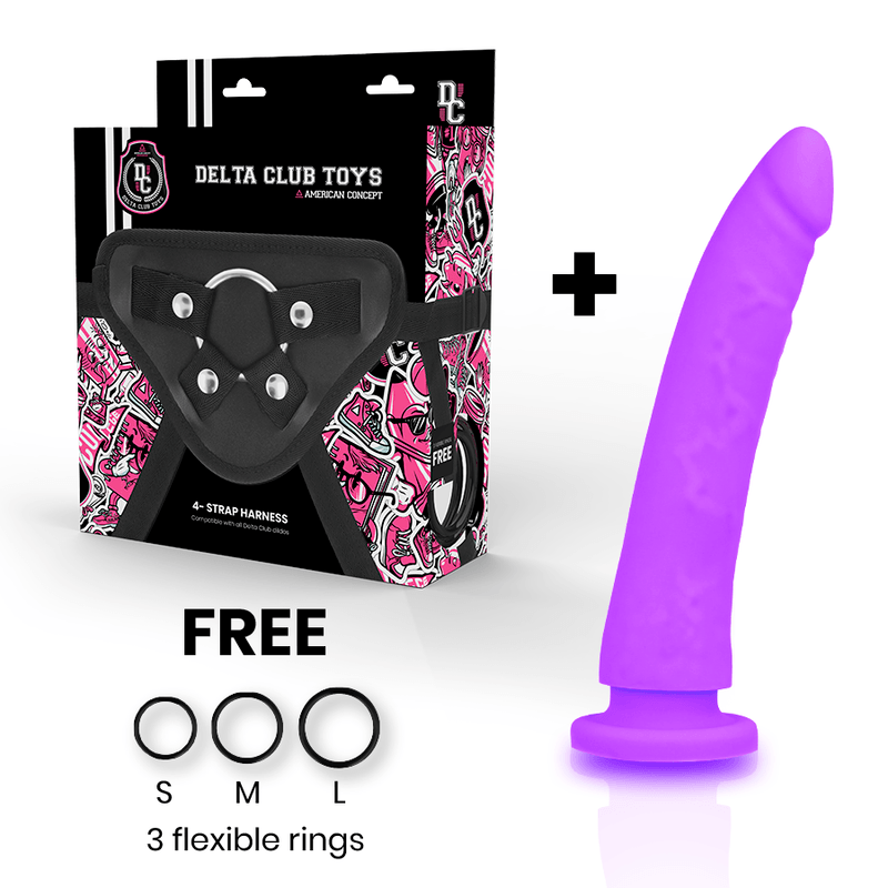 DELTA CLUB - ARREIO DE BRINQUEDOS + DONG PURPLE SILICONE 17 CM -O- 3 CM - Sexshoptuga 