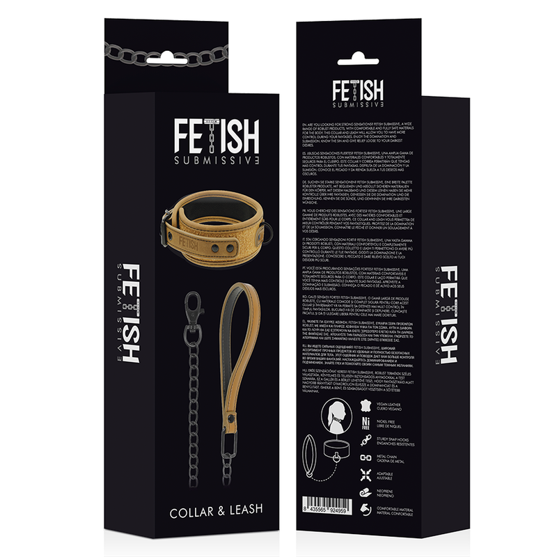 FETISH SUBMISSIVE ORIGEN - COLAR FORRO DE NEOPRENE COM CORRENTE - Sexshoptuga  Sexshoptuga 