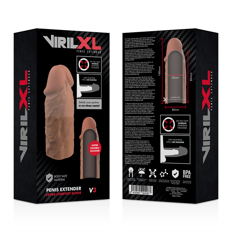 VIRILXL - EXTENSÃO DE PÊNIS DE SILICONE LÍQUIDO V3 MARROM - Sexshoptuga  Sexshoptuga 