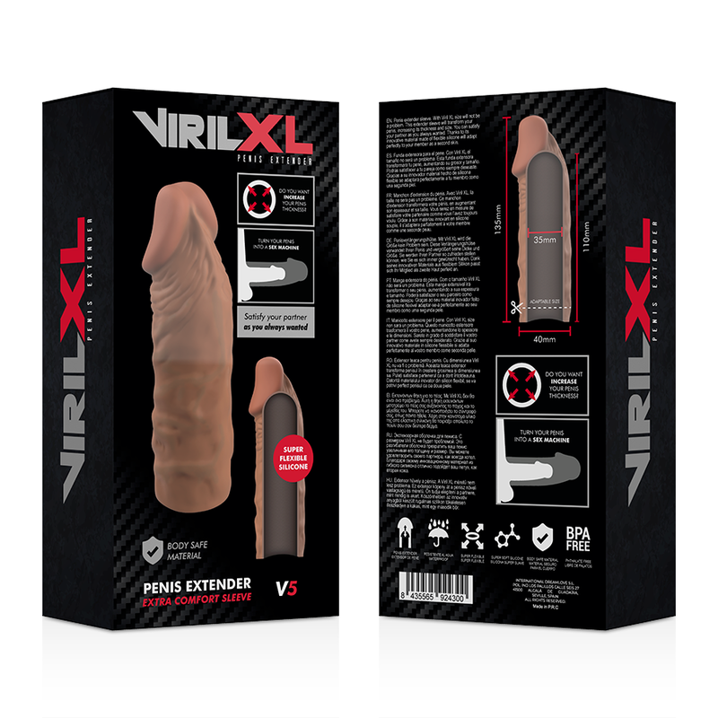 VIRILXL - EXTENSÃO DE PÊNIS DE SILICONE LÍQUIDO V5 MARROM - Sexshoptuga  Sexshoptuga 