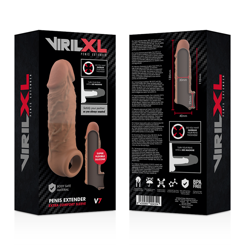 VIRILXL - EXTENSÃO DE PÊNIS DE SILICONE LÍQUIDO V7 MARROM - Sexshoptuga  Sexshoptuga 