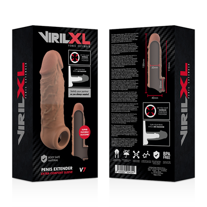 VIRILXL - EXTENSÃO DE PÊNIS DE SILICONE LÍQUIDO V7 MARROM - Sexshoptuga 