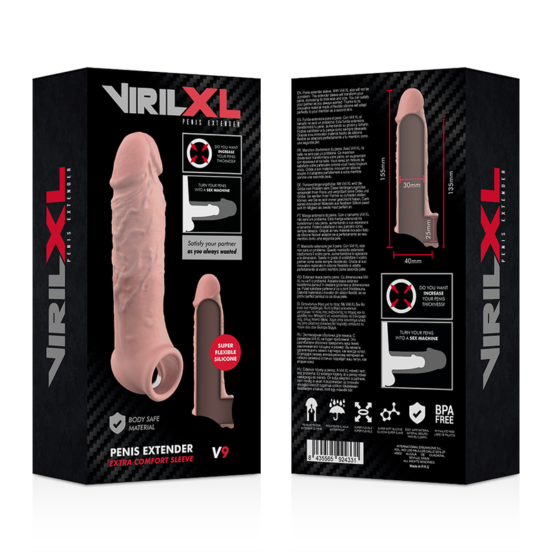 VIRILXL - EXTENSÃO DE PÊNIS NATURAL DE SILICONE LÍQUIDO V9 - Sexshoptuga 