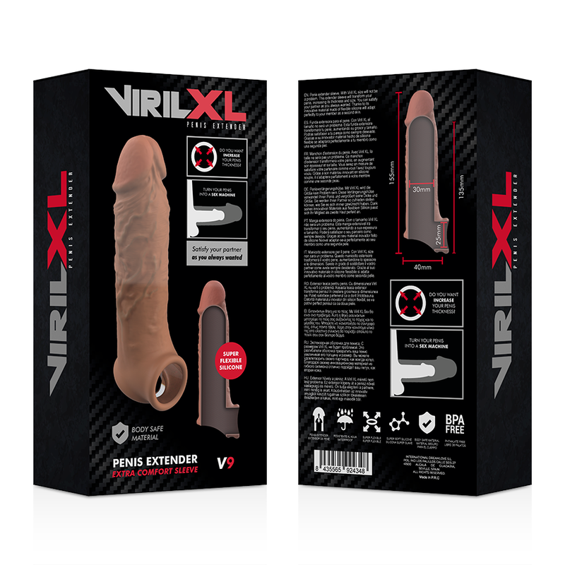 VIRILXL - EXTENSÃO DE PÊNIS DE SILICONE LÍQUIDO V9 MARROM - Sexshoptuga  Sexshoptuga 