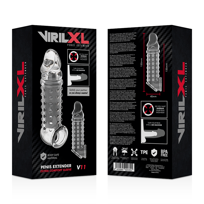 VIRILXL - EXTENSÃO DO PÊNIS E BAINHA V11 TRANSPARENTE - Sexshoptuga  Sexshoptuga 