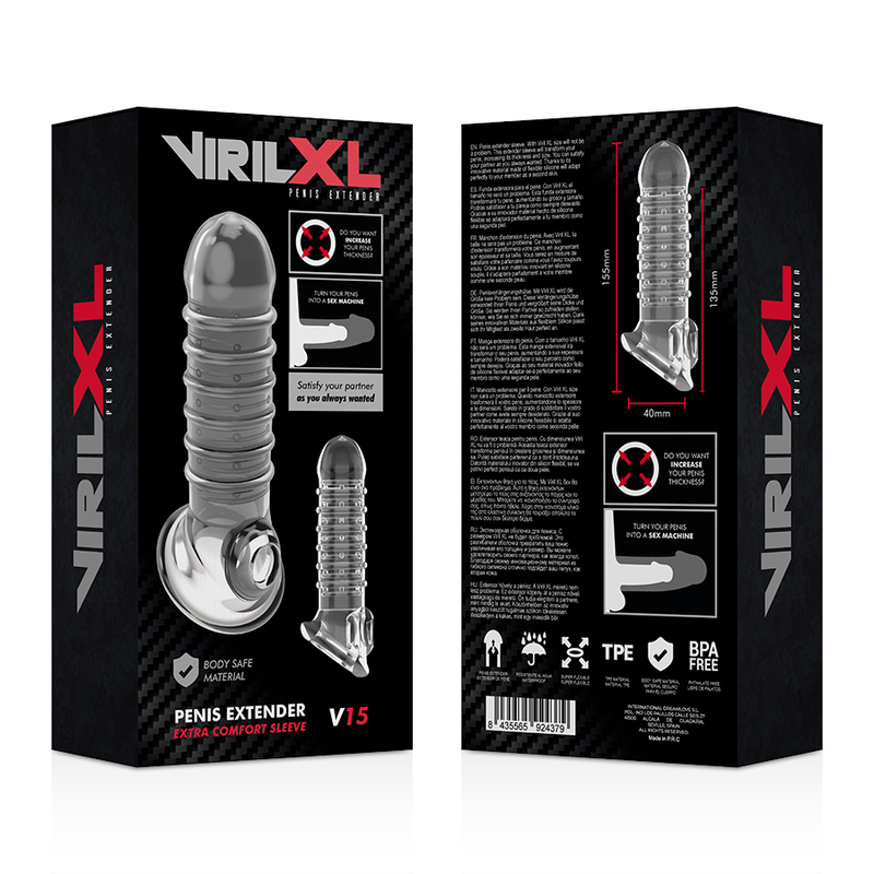 VIRILXL - EXTENSÃO DO PÊNIS E BAINHA V15 TRANSPARENTE - Sexshoptuga  Sexshoptuga 