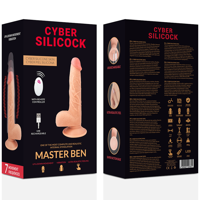 CYBER SILICOCK - CONTROLE REMOTO REALÍSTICO MASTER BEN 23.88 CM -O- 4.3 CM - Sexshoptuga  Sexshoptuga 