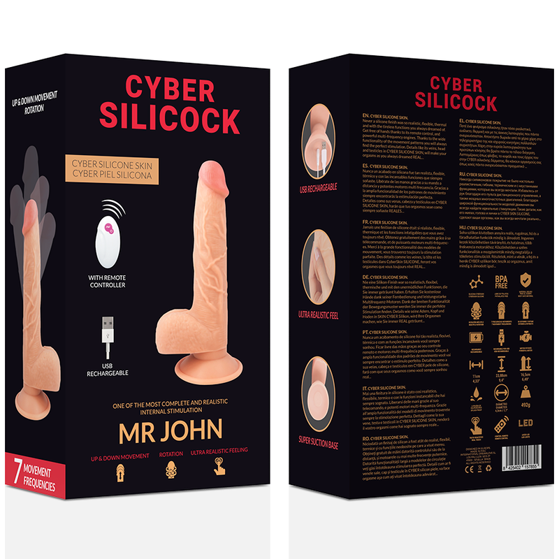 CYBER SILICOCK - CONTROLE REMOTO REALÍSTICO MR JOHN 23.88 CM -O- 4.3 CM - Sexshoptuga  Sexshoptuga 